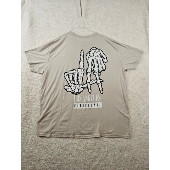 R GSTR LA California TShirt Men 4XL Skeleton Hands Khaki Short Sleeve West Coast - Picture 2 of 10